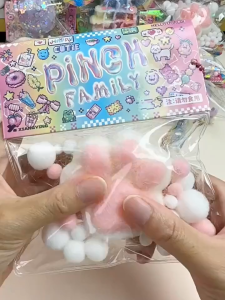 Cute Plush Cat Paw Squishy Fidget Decompression Extrusion Toy Cartoon Silicone Slow Rebound Pinch Stress Release Children Toy Gifts (Random Pattern)