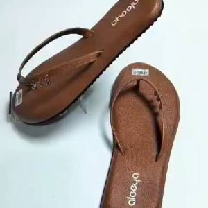 ALEEYA05: Desain Tampilan Baru Sandal Jepit Wanita Anti Slip dengan Aksesoris Ring Bell Warna Coklat