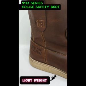 9123 Light Weight - [ POLICE ] LIGHT WEIGHT PREMIUM LEATHER MENS SAFETY BOOT / KASUT KERJA SAFETY BOOT LELAKI