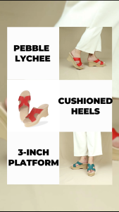 [THOMAS CHAN] Pebble Lychee H-strap Cushioned Heels