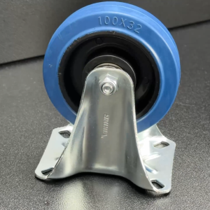 TRANSPORT CASTER WHEEL Elastic Blue Rubber on Nylon Rim 100 and 125mm Swivel and Fixed (sold per piece)