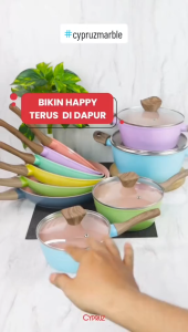 PANCI CYPRUZ Colorful Marble Pan FP 0693 18cm Wajan Penggorengan Anti Lengket NEW