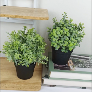 Tanaman Hias Pot Bunga Plastik Artificial Daun Eukaliptus Ornamen Dekorasi Ruangan Rumah COD PBP195