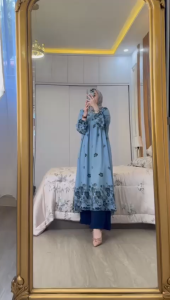 Alesya Set Tunik One Set Wanita Long Tunik Rayon Premium Baju Setelan Wanita Kekinian Celana Kulot