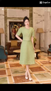 Áo vest ngắn xanh cốm thiết kế Laeem Design LV1N24002 chất liệu sồi sợi gai mềm mát thoải mái cho các cô nàng công sở