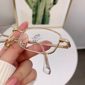 CHARMRAY Vintage Metal Rectangular Eyeglasses for Men and Women Anti-blue Light Lenses Glasses