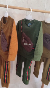 Setelan Anak Cowok - Baju Bayi Laki - Laki Model Sweater Tangan Panjang Celana Panjang Motif Bee Bag Usia 6 Bulan- 4 Tahun