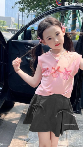 Set Jam Jenny 11-43kg cho bé gái Áo cotton 4 chiều Váy quần thắt nơ Melisa Bộ hè cho bé gái