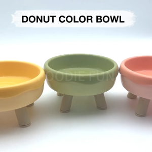 Donut Dog Cat Food Bowl Pet Anti-Overturned Water Drinking Feeder To Protect Cervical Spine