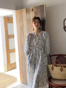 Rok Wanita Korean Style Vintage Bohemian Dress Import Bohemian Dress Vintage Dress Floral Daisy Retro Passion Flower Dress Bohemian Dress Dress Korean Style Midi Dress