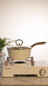 Ecowin Shell Series 18cm Ceramic Coated Non-Stick Milk Pan with Lid for All Burners