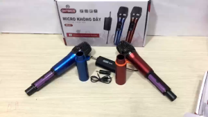 Bộ micro không dây - mic hát karaoke ontekco - mu02 (02 mic)pin sạc - chuyên dành cho mọi loa kéo âm ly - tần số UHF hát nhẹ và êm - hàng chính hãng