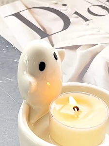 Ceramic Ghost Candle Holder Ins Scented Cute Nordic Ornaments Halloween Gift