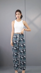 Celana Tidur Kulot Kode 6984 Motif Batik Panjang Motif Etnik Gajah Thailand Bahan Rayon Sintesis All Size ptt