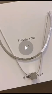 Kalung Titanium Dua Layer Liontin Balok Kubus Silver/Kalung Fashion Pria Dan Wanita Korean Style Bahan Titanium Antikarat Anti Luntur