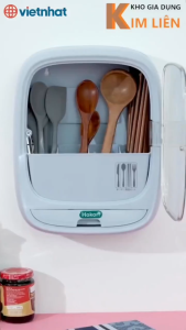 Tủ đựng đũa muỗng HOKORI nhựa VIỆT NHẬT cao cấp 6788 - Kèm miếng dán tường nắp trong khay nước