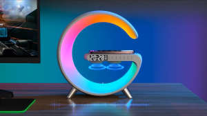 15W Wireless Chargers Bluetooth Speaker Alarm Clock 3 in 1 HIFI Sound Led RGB Light Bedside Table APP Control Smart Alarm Clock Bluetooth Audio Music Home Decor Night Light Desk Lamp Birthday Christmas Gift