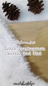 Kotak Penyimpanan Cotton Bud 2in1 dengan Penutup Kayu