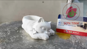 Tượng tô màu Mèo lười C105  tô tượng thạch cao (Không kèm màu) luyện vẽ