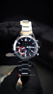 Jam Tangan Pria Casio Edifice Sospensione ECB-40D-1A Black Dial Silver Stainless Steel Strap