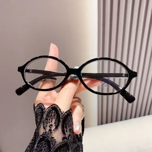 AHOURR แว่นตากรอบรูปไข่เลนส์แบนป้องกันแสงสีฟ้า Vintageแว่นตากรอบขนาดเล็ก