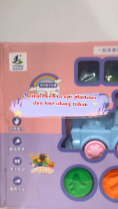 MAINAN KERETA API PLASTISIN DAN KUE ULANG TAHUN 2 IN 1 SET LENGKAP CETAKAN DAN 8PCS PLASTISIN