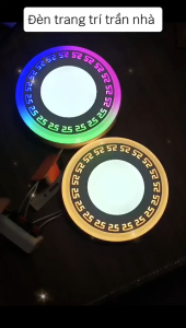 Đèn mâm ốp trần 3 màu trang trí phòng khách hiện đại 6w giữa 3w viền màu phi 160mm