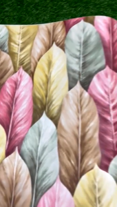 Wallpaper Dinding Daun Warna Warni Multi Color Pink Biru Ungu Hijau Modern