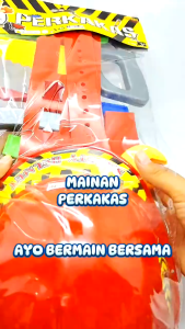 Mainan Alat Tukang Pertukangan Perkakas / Tool Set Anak Helm Sabuk Tukang Tukangan Proyek Konstruksi Engineer Bangunan