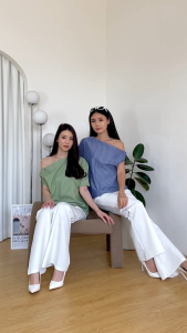 Blus Asymetri Blouse Cotton Stripe Pixie/Blus Wanita/murah/Premium