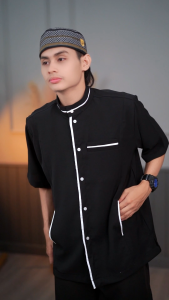 เสื้อกุรงแขนสั้น เสื้ออิสลามผู้ชาย (ผ้าคอตตอล)สไตล์เสื้อปากีอาหรับ คอกลม ทรงสวย KR45วาริสมุสลิม