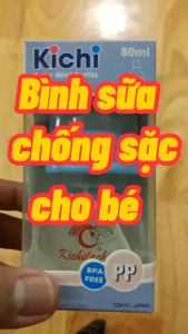 Bình sữa cho bé bình sữa cổ hẹp PP 80ml Kichi núm vú siêu mềm chống sặc chống đầy hơi không BPA