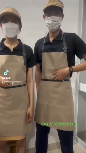 Tạp Dề Dài Vải Dù Cao Cấp Đủ Màu Nam Nữ Phục Vụ Cafe Nhà Hàng Bền Đẹp Chống Thấm Nước - Hình Thật