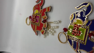 Elephant Shubh Labh Wall Hanging for Decoration | Set of 2 | Beautiful Elephant Design with Attachable Hooks | Ideal for Diwali & Festive Decor