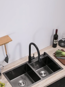 ZiinLife Kitchen Sink SUS304 Stainless Steel Black Kitchen Sink Single/Double Sinks Black Nano Thickened Bar Sink