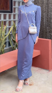 (ADA JUMBO)Free Hijab Oneset Felicia Kurung Melayu Dress Pesta Setelan Baju Kondangan Kekinian Full Payet