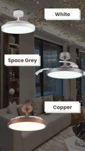 FANCO TRISTAR Retract 42 Inch DC Ceiling Fan 3 Blade with 40W 3 tone Dimmable LED Light and Remote Control or Smart Wi-Fi