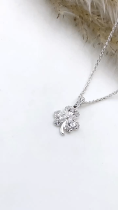 Dây Chuyền Bạc 925 Cỏ 3 Lá Đính Đá Nhân Tạo Cao Cấp Bạc Hiểu Minh DMD531