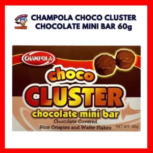 CHAMPOLA CHOCO CLUSTER CHOCOLATE MINI BAR RICE CRISPIES AND WAFER FLAKESCOVERED WITH CHOCOLATE 60g