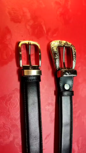 เข็มขัดหนังแท้หนังนิ้งขนาด32มมหัวชุดคาวบอย1.2นิ้วสายหนังนิ้มเรียบดำ