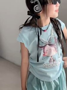 Beryl kids🌸ชุดเซ็ทเด็กผู้หญิงแฟชั่น🎀ฤดูร้อน เสื้อแขนบินพิมพ์ลายหลายลายสําหรับเด็ก กางเกงขากว้างหลวม ชุดสูทเด็กผู้หญิงสองชิ้น