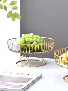 Wadah Buah Lempengan Buah Emas Piring Keramik Fruit Basket Gold Marble Keranjang Sayuran Tamu Tempat Buah