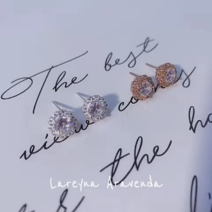 Lareyna Aravenda Anting Silver S925 Wanita Korea Retro Rose Crystal AT022