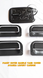 Paket Outer Cover Door Handle Tank Cover Mobil Avanza Lama Tahun 2004 - 2011 Luxury Carbon