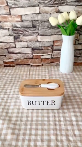 Kotak Penyimpanan Mentega Keramik & Pisau Oles