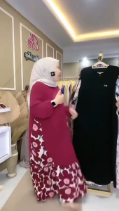 Dress Gamis Wanita Kekinian Kombinasi Rayon Crinkle Laura