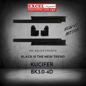 EXCEL KUCIFER BK3.0-4D BLACK UNDERMOUNT SOFT CLOSING FULL EXT DRAWER TRACK
