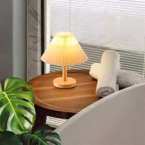 【NEW ARRIVAL】 Nordic Retro Table Lamp USB Bedside Lamp Bedroom Pleated Desktop Lamp Table Decor