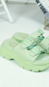 Gevani Sandal Wanita Selop Wedges Celebrity Sole 5 Cm Hitam Hijau Ungu Moca Salem Putih