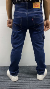 Men's Casual Loose Hip Hop Denim Work Pants Jeans with Cargo Pockets Straight Leg Jeans with Pockets